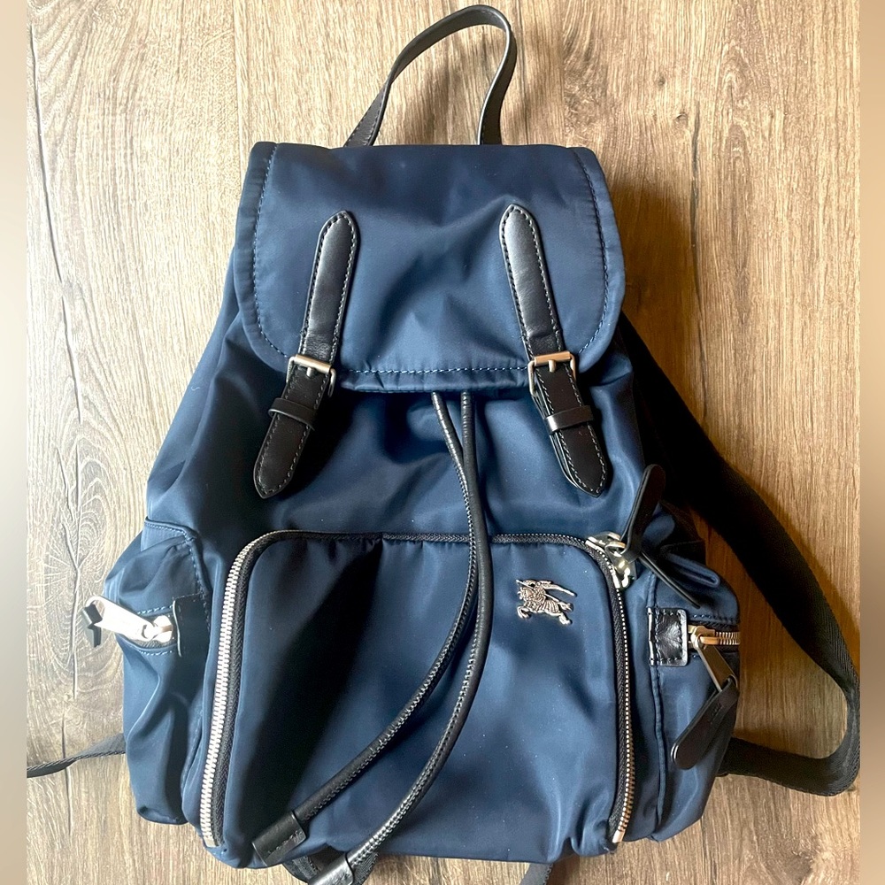 Like New Burberry Medium Rucksack Backpack in Lightweight Navy Nylon